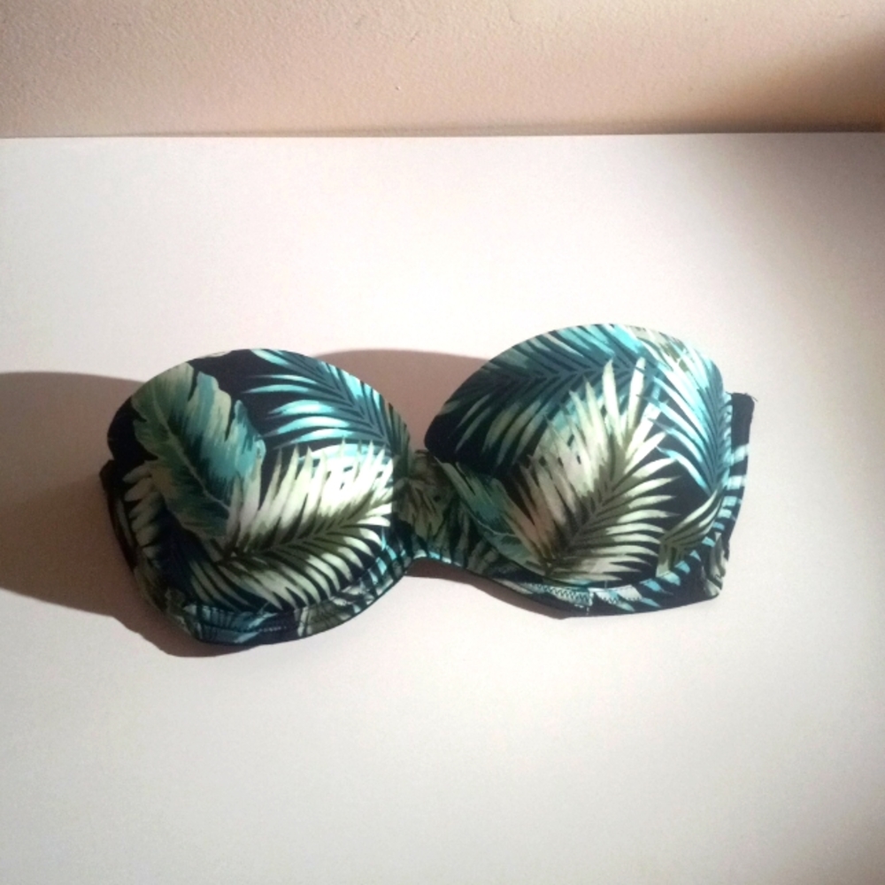 VICTORIA'S SECRET PINK MALIBU PRINT STRAPLESS PADDED BRA 34C.